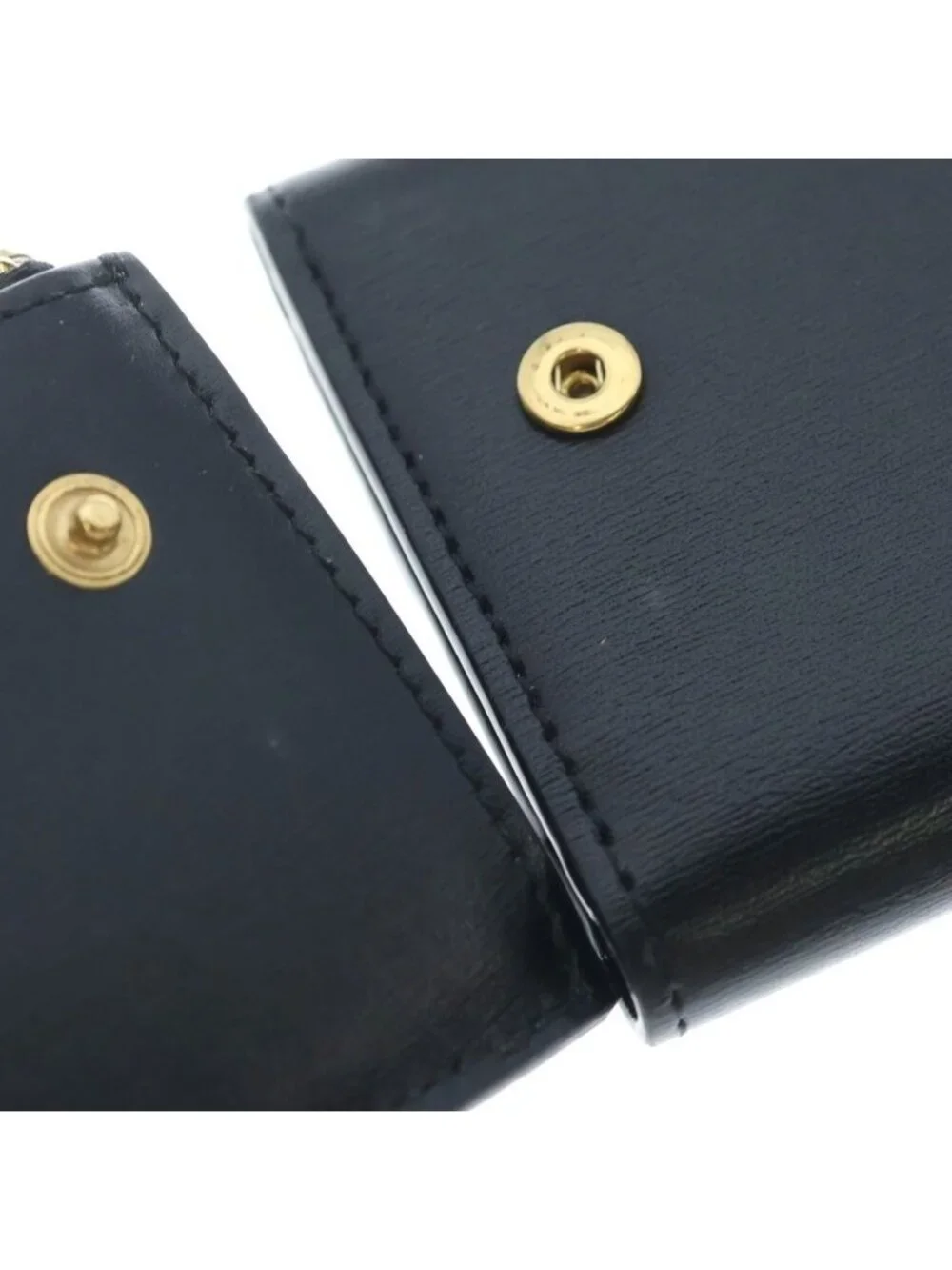 Celine Triomphe Shiny Calfskin Gold Trifold Wallet Compact Black